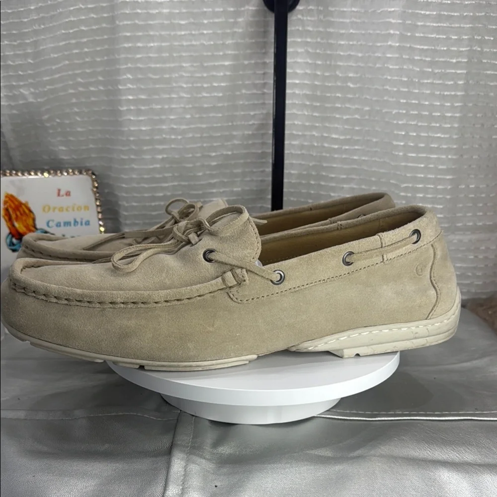 (W9) Men's Rockport Light Beige Suede Driving Moccasin Shoes-V73208- Size 13M